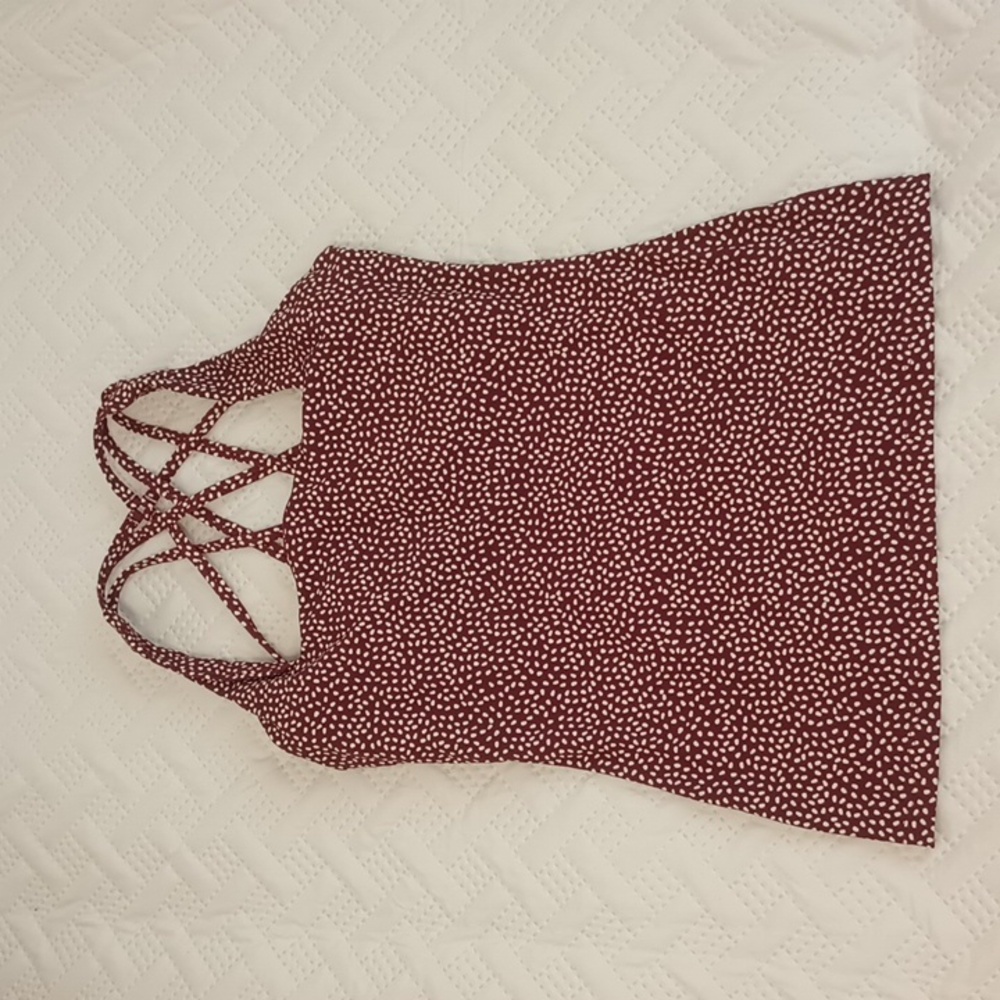 Buff Bunny Burgundy White Polka Dot Tank